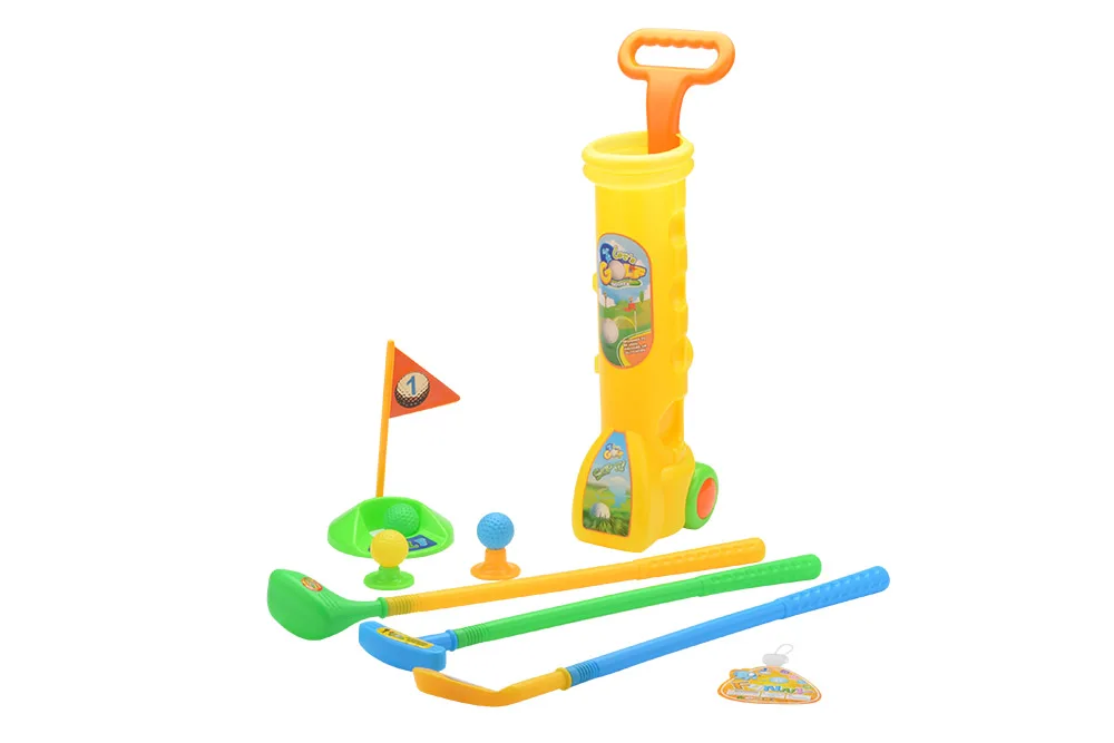 Kid Golf Set Golf Cart With Wheels, 3 Balls & 2 Practice Holes, Fun Young Golfer Sports Toy Kit For Boys & Girls