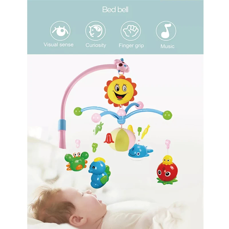 Baby Musical Electric Mobile with Hanging Rotating Rattles, Baby Bed Bell Toys for Babies