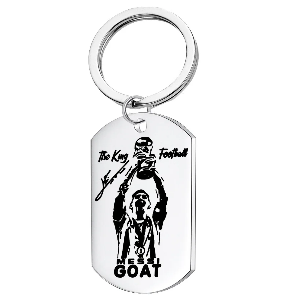 Wholesale Soccer Football Star Stainless Steel Keychain Pendant Engraving