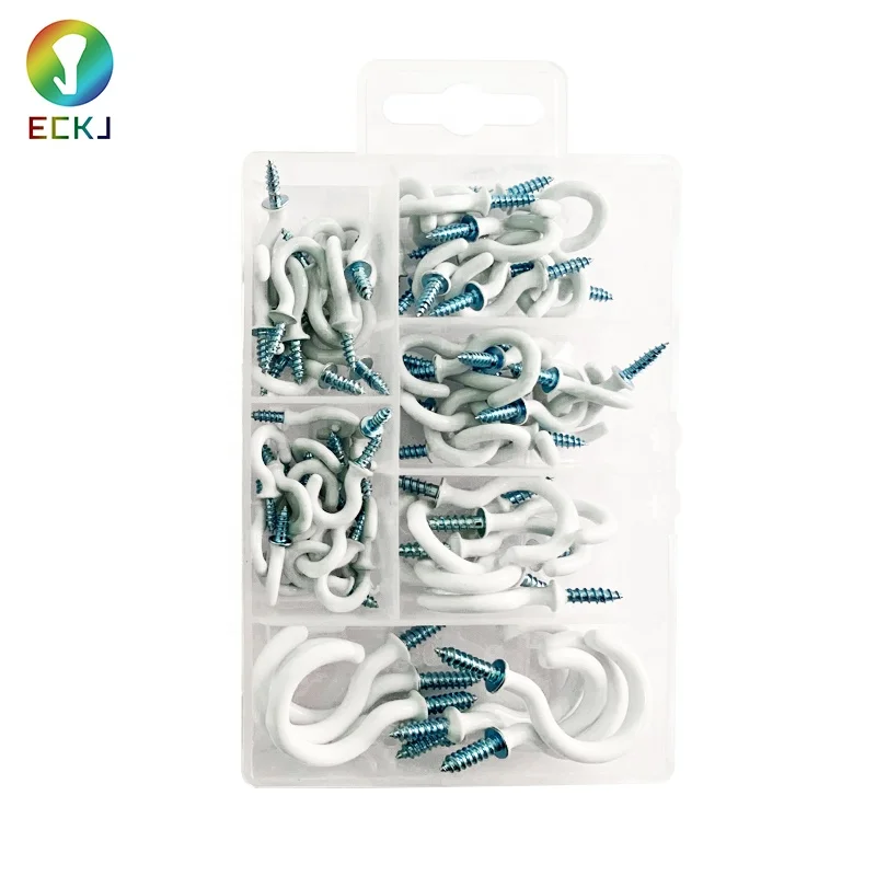 ECKJ 70 transparent box packaging six colors eighth coated cup hook
