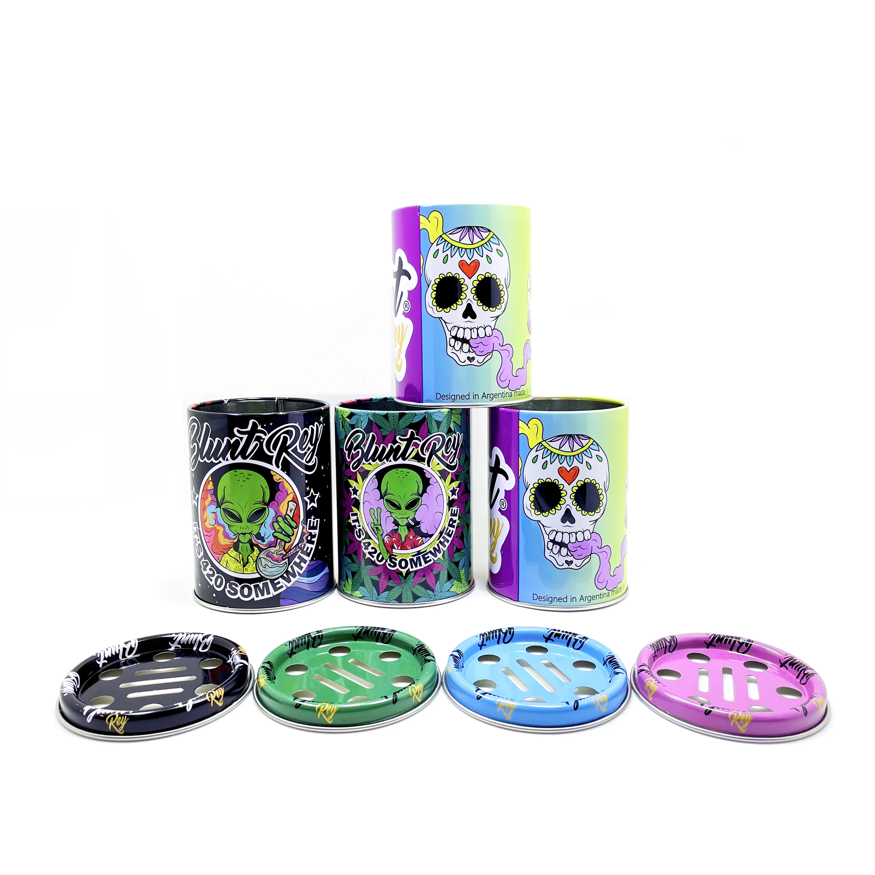 Wholesale Luxury Personalized Round Tin Ashtray Box Windproof Metal Cigar Ashtray With Lip