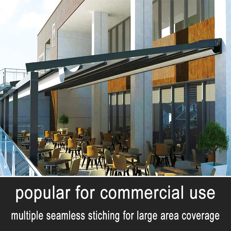 Retractable folding pvc pergola roof system for restaurant and outdoor