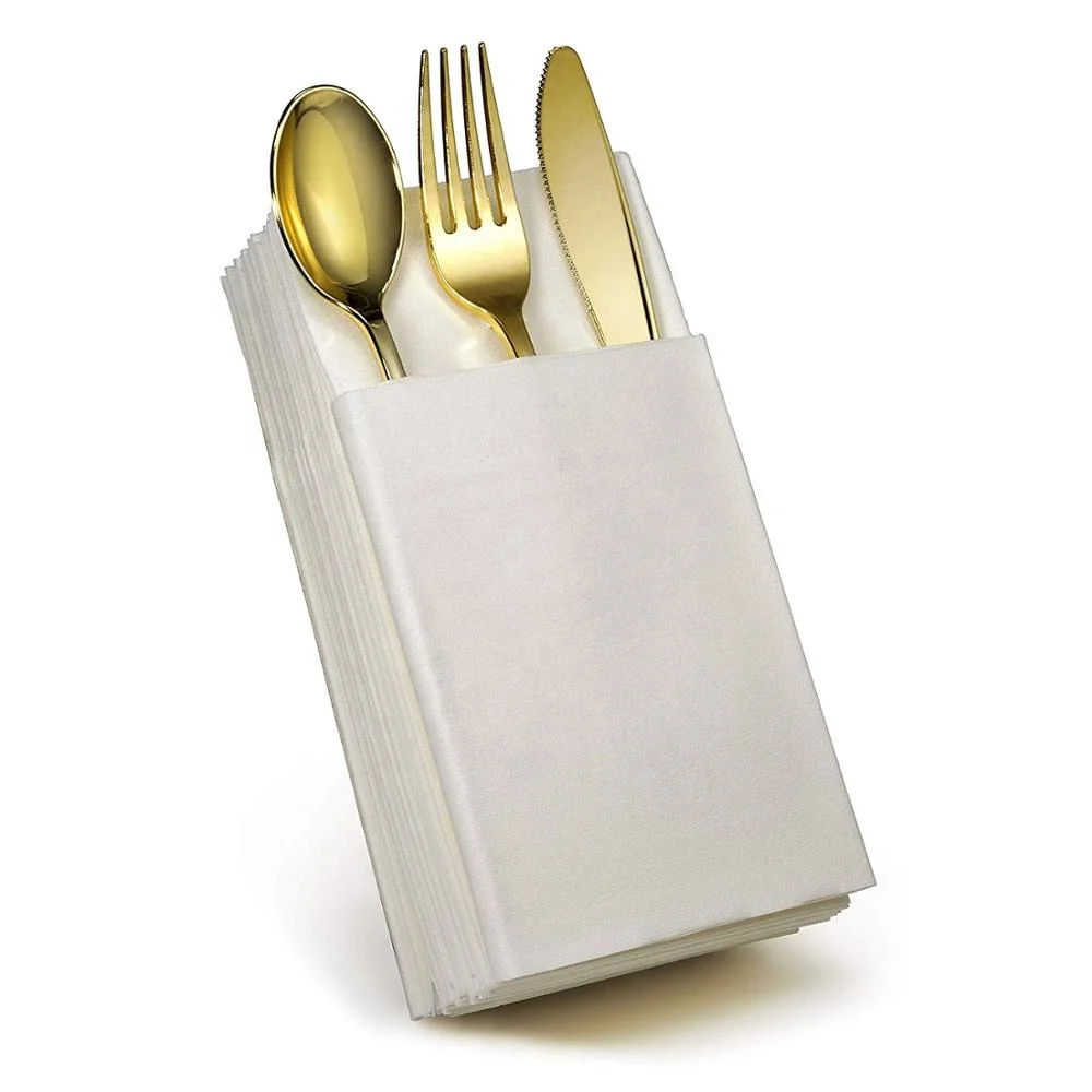 Cloth Like Paper Disposable Cutlery Pocket Sleeve Napkins Air laid Table