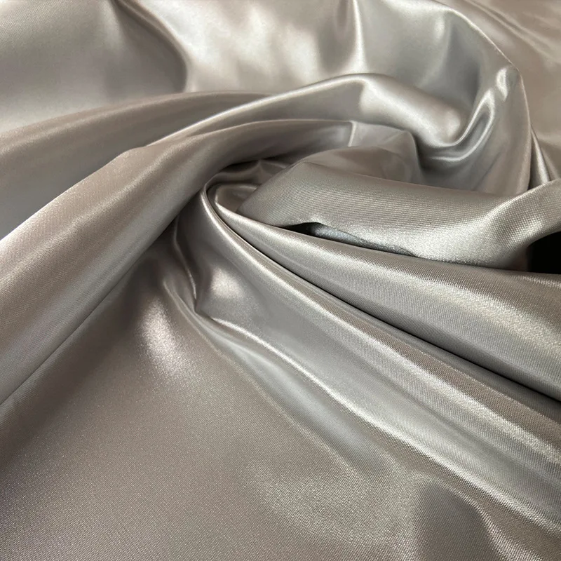 Shiny 100% Polyester 75D*300D Thick Mikado Satin Fabric for Wedding Dress