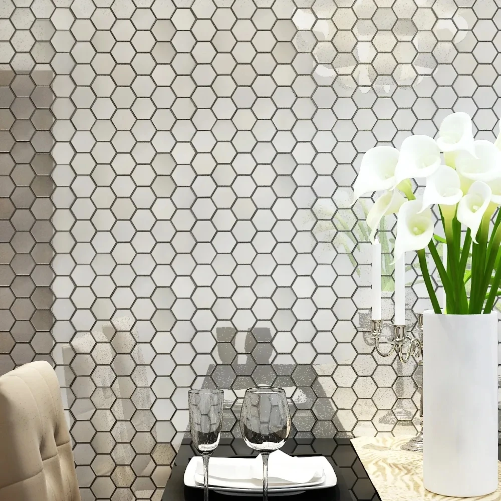 HZX Time Hourglass Waterjet Design Marble White Arabesque Polished Bathroom Wall Mosaic Tiles