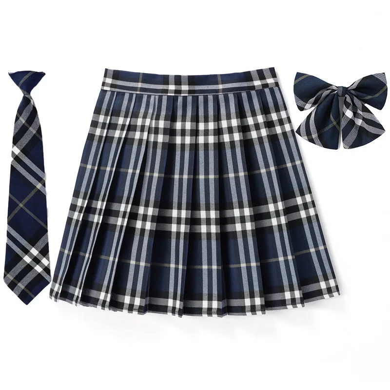 Skirt for kid girls school uniform bottom teen toddlers skirt pleated plaid zipper up A line school clothes plus size