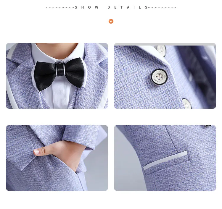 Oem Boys Dress Suit Formal Vest and Pant Set Formal Blazer jacquard Suit Jacket Bulk