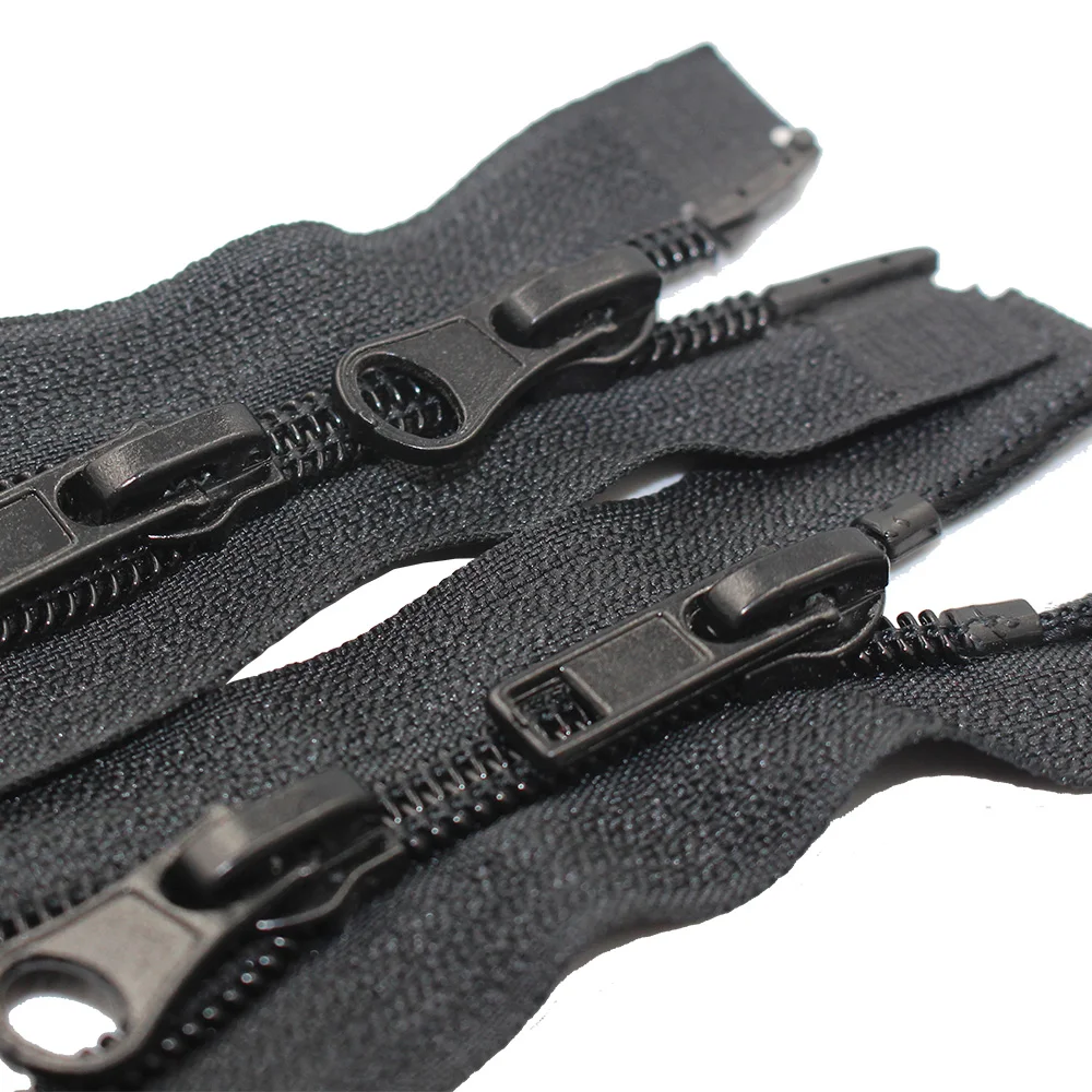 #5 two way (2 way) with plastic stopper open end nylon zipper silver teeth for sale zipper for clothes