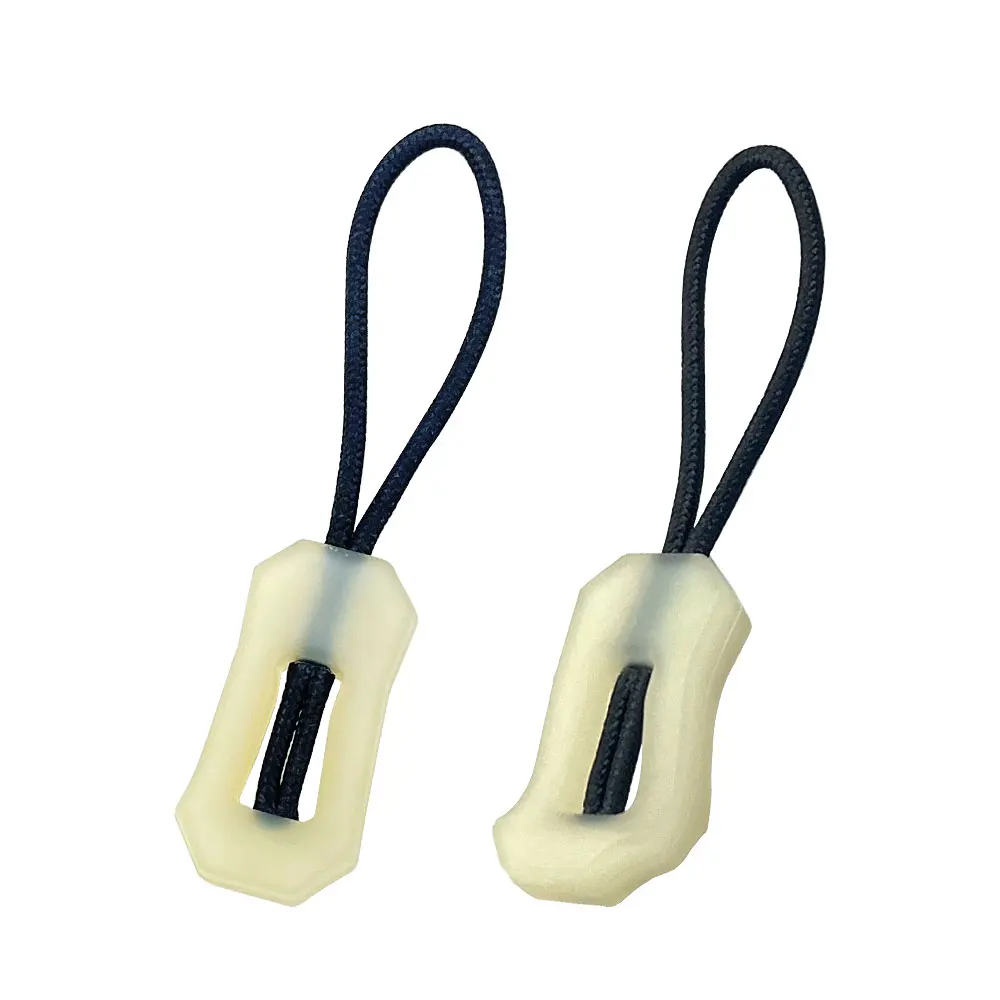 Free Sample Luminous Zipper Puller Plastic Rope Zipper Rubber Puller For Fashion Jacket