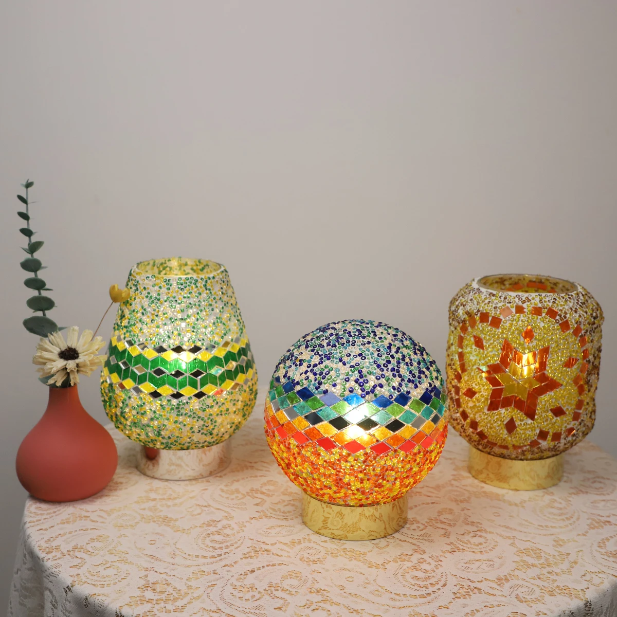 Ball Lamp Series Stained Glass Night New Modern Hotel Glass Led Colorful Ball Lights for Bedroom Dorm Living Kitchen