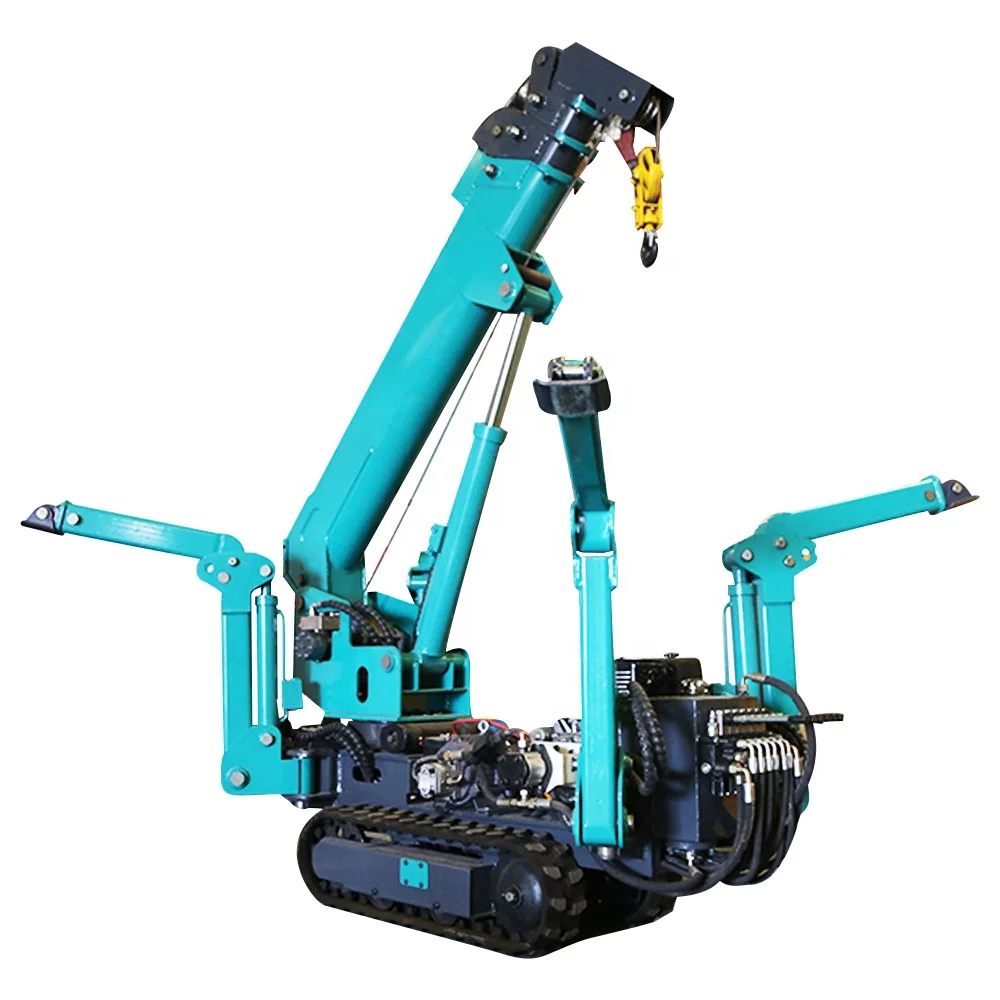 Construction Equipment Hydraulic Crawler Cranes Telescopic Boom 1.2 Ton Spider Crane Mini Lifting Crawler Crane For Sale