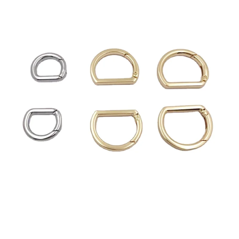 Wholesale Handbag Strap Clasp Zinc Alloy D Shape Spring Ring Trigger Spring Keyring Buckle For Handbag Accessories