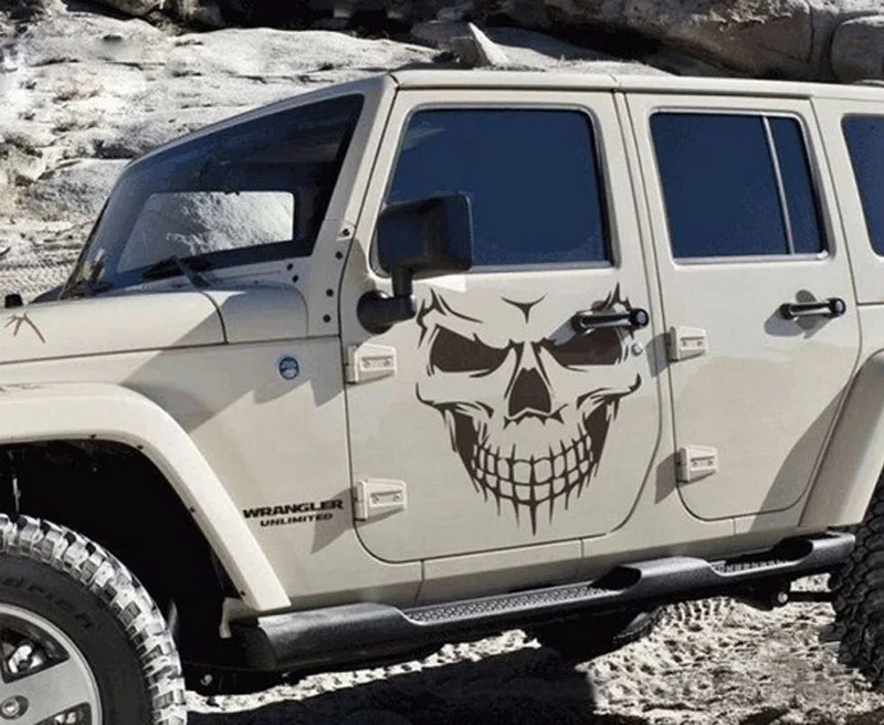 Car Reflective Body Side Door Stickers Decoration Bonnet Skull Sticker