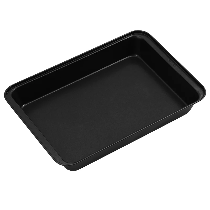 CHEFMADE Bakeware Black Non Stick 13inch Rectangle Baking Mold Mould Cake Pan With Plastic Lids