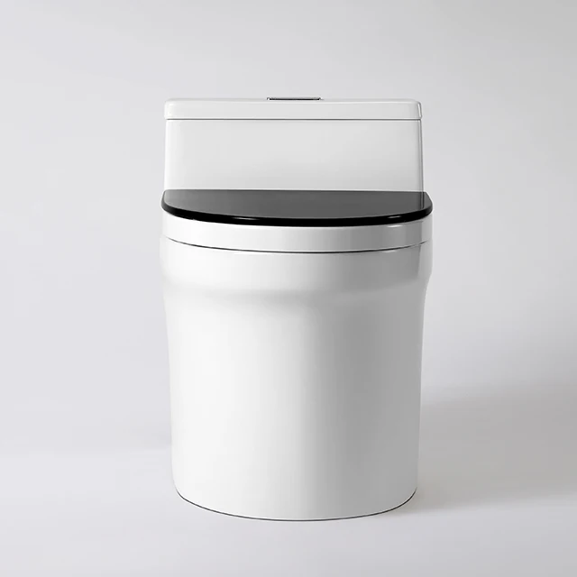 New one piece elongated toilet sanitary wares bathroom inodoro de lujo porcelain toilet with black cover