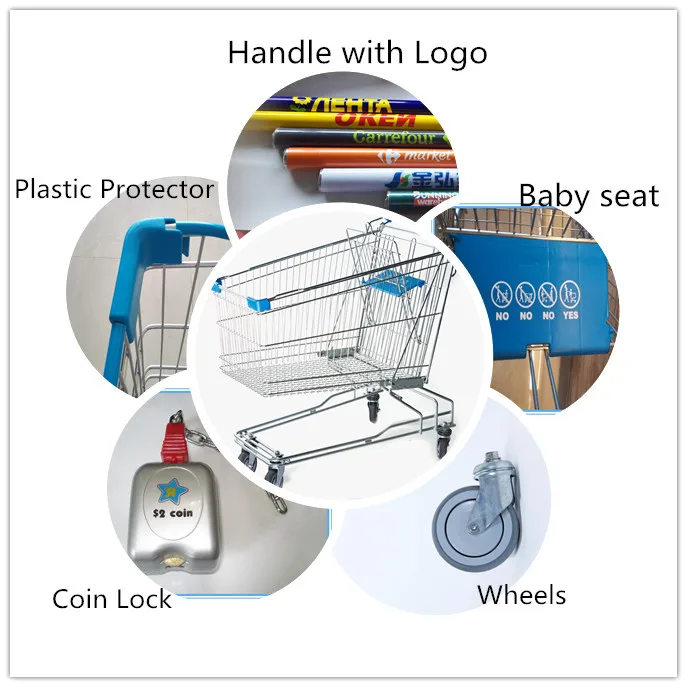 125liter shopping trolley with metal basket for indian grocery store with good quality