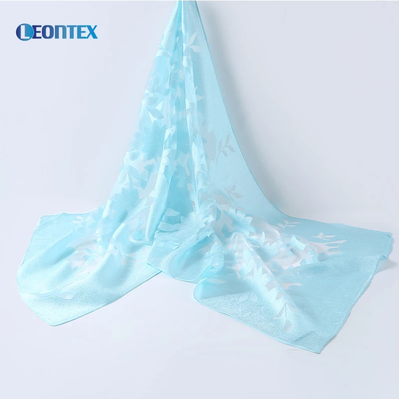 High Quality Chiffon georgette fabric plain shawl floral embroidery stoles scarf  indian shawl