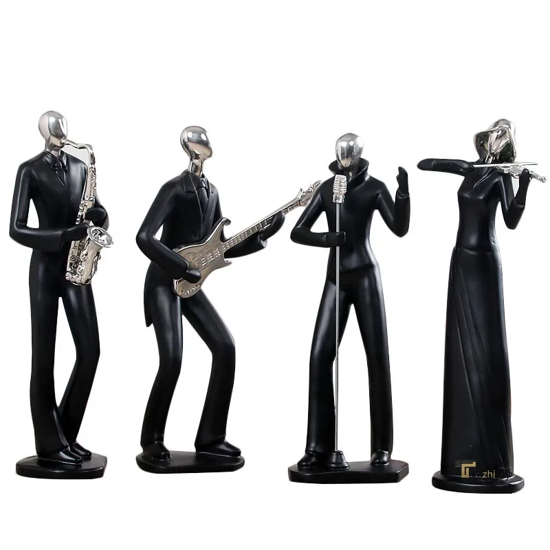 Modern simple home living room TV wine cabinet decoration creative resin black character figurines custom