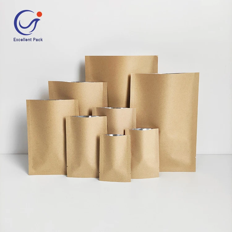 15x22cm sealable envelope empty flat aluminum foil lined kraft paper pouch bag tea bag sachet packaging