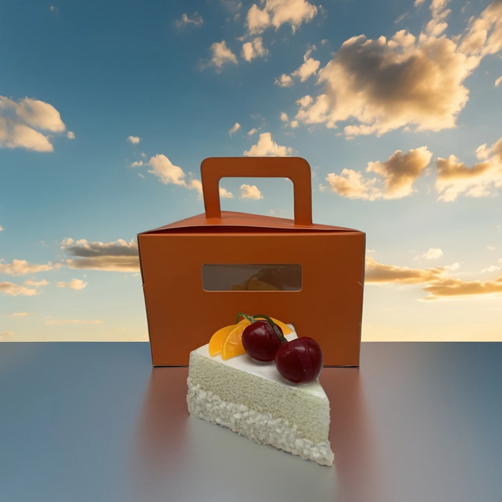 Hot sale customized white cardboard folding take away cake packaging box with handle