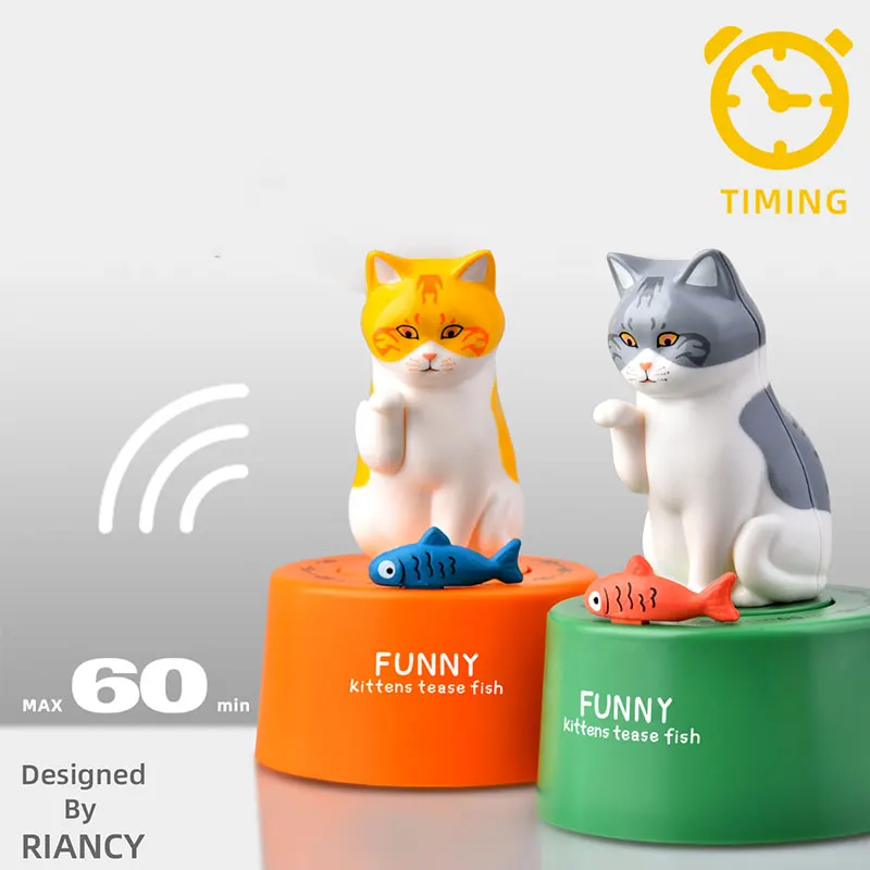 Kitty Cat Shape Cute Cooking Oven Timer Rotating Alarm 60 Minute Timer Count Down Mechanical Timer