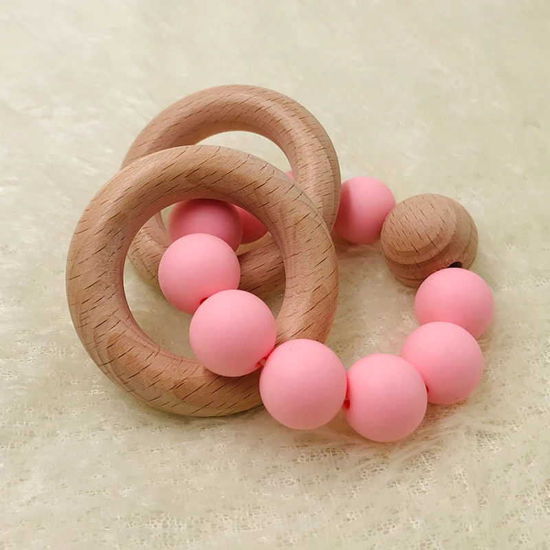 Детское Силиконовое кольцо-прорезыватель из бука