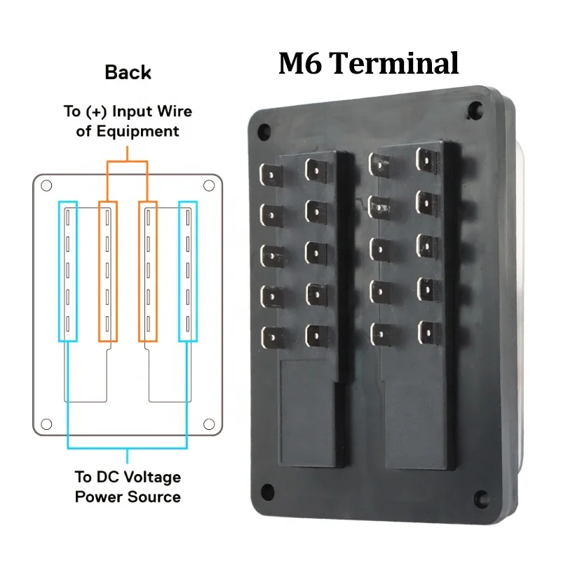 DC12V LED Indicator ATC / ATO Blade Fuses Fuse Block 10 Way Fuse Box with LED for Car Automotive Auto Marine