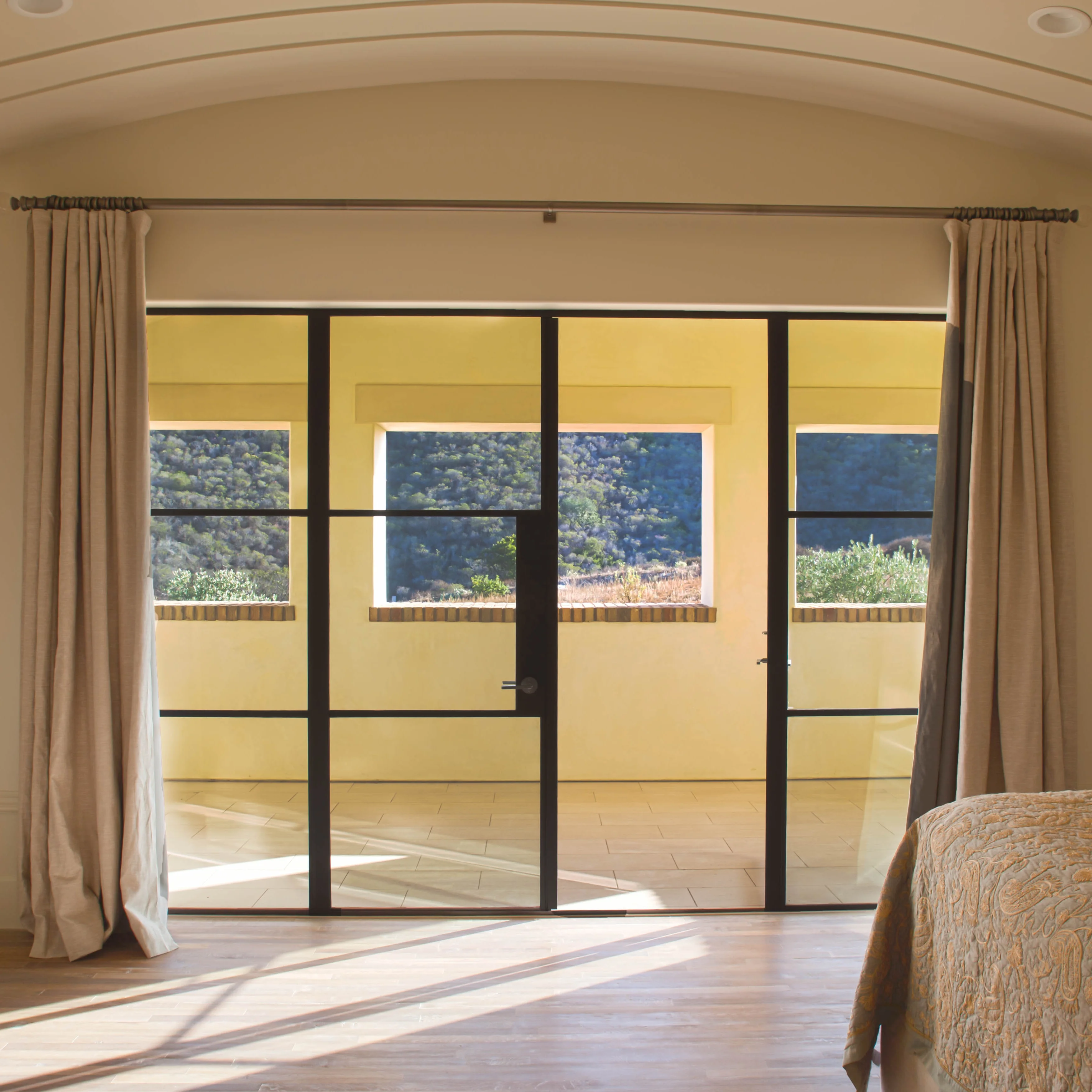 Premium Quality Custom Size French Style Exterior Black Steel Glass Doors