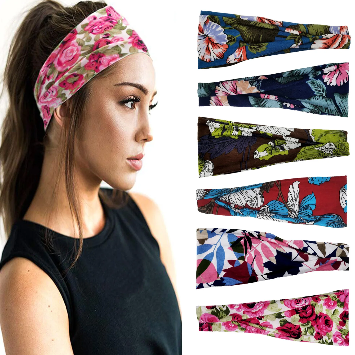 Custom Running Cycling Gym Yoga Basketball Stretchy Moisture Wicking Sweatband Hairband Sports Sweat Headbands Women Wholesale
