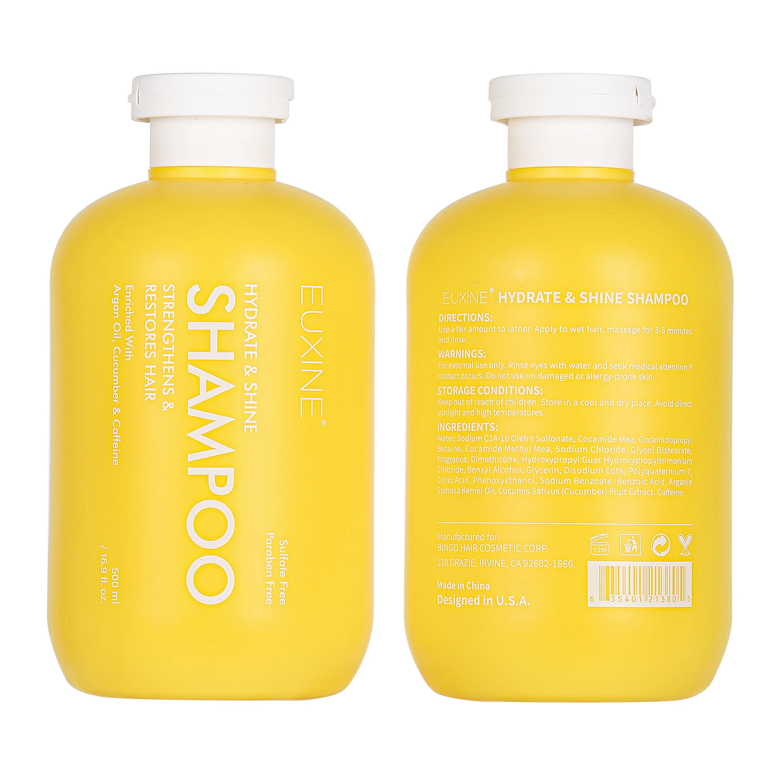 EUXINE Private Label Improving Hair Strength Elasticity Hair Care Natural Argan Oil Cucumber Extract Hair Shampoo