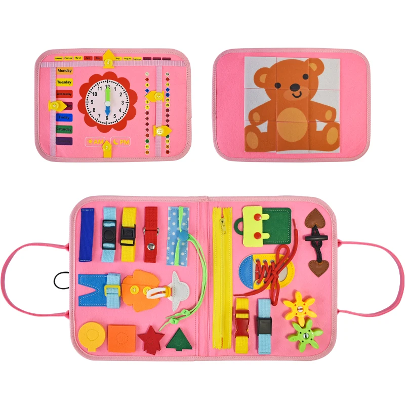 Preschool Gifts Montessori Toys Sensory Activity Toys Felt Busy Board for Toddlers