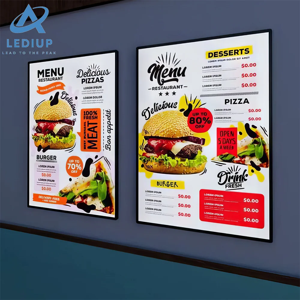 LEDIUP Lightbox витрина алюминиевая рамка для плаката оснастка ультратонкая рекламная металлическая осветительная светодиодная стеклянная световая коробка