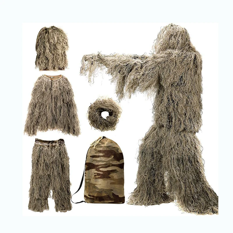 3D Camouflage Hunting Apparel Camouflage Camo Tactical Hunting Forest Woodland Ghillie Suit for Jungle Hunting Shooting