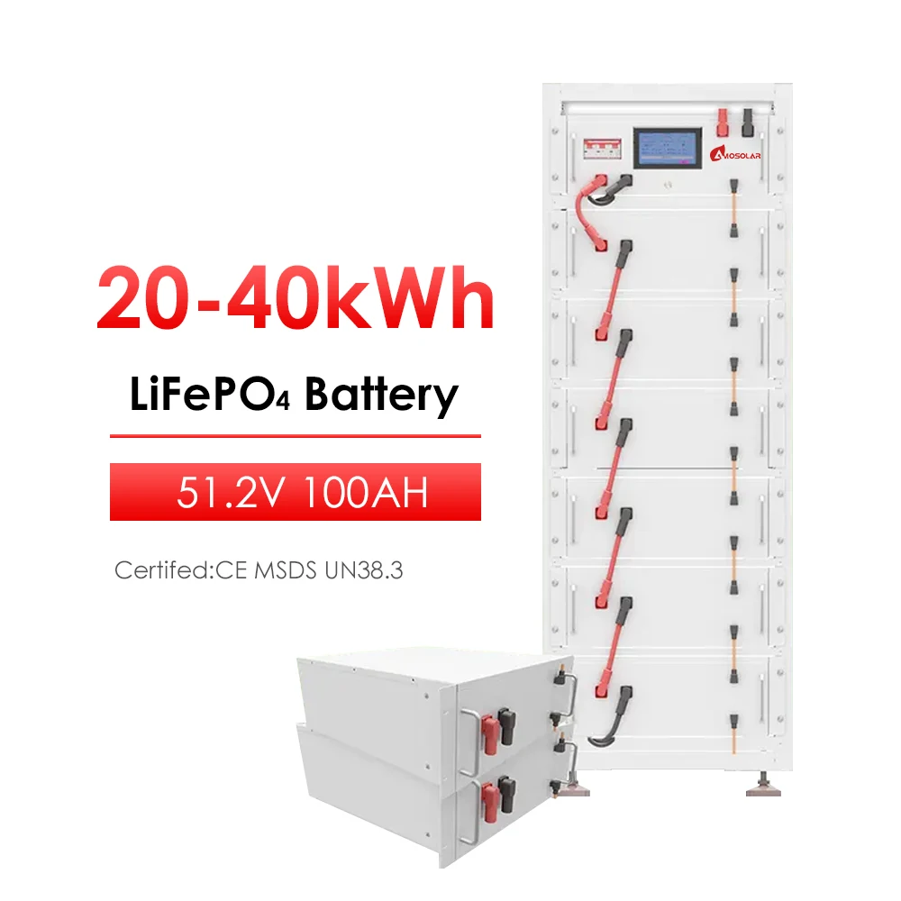 Amosolar High Voltage 358V 409V 512V 100AH Home Storage Lithium Ion Batteries Energy LiFePO4 Battery For Solar Factory Price