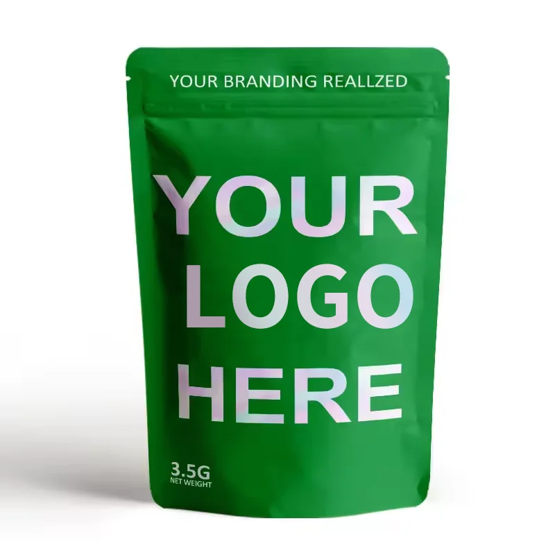 Customized Die Cut 35 Mylar Bags Food Grade Resealable Aluminum Foil Stand Up Pouch Zip Lock Smell Proof Childproof Cookies