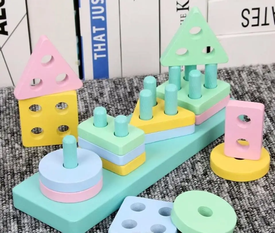 Montessori Wooden 3D Toys for Kids Colorful Educational Toy for Children Plastic Material Baby Learning Blocks