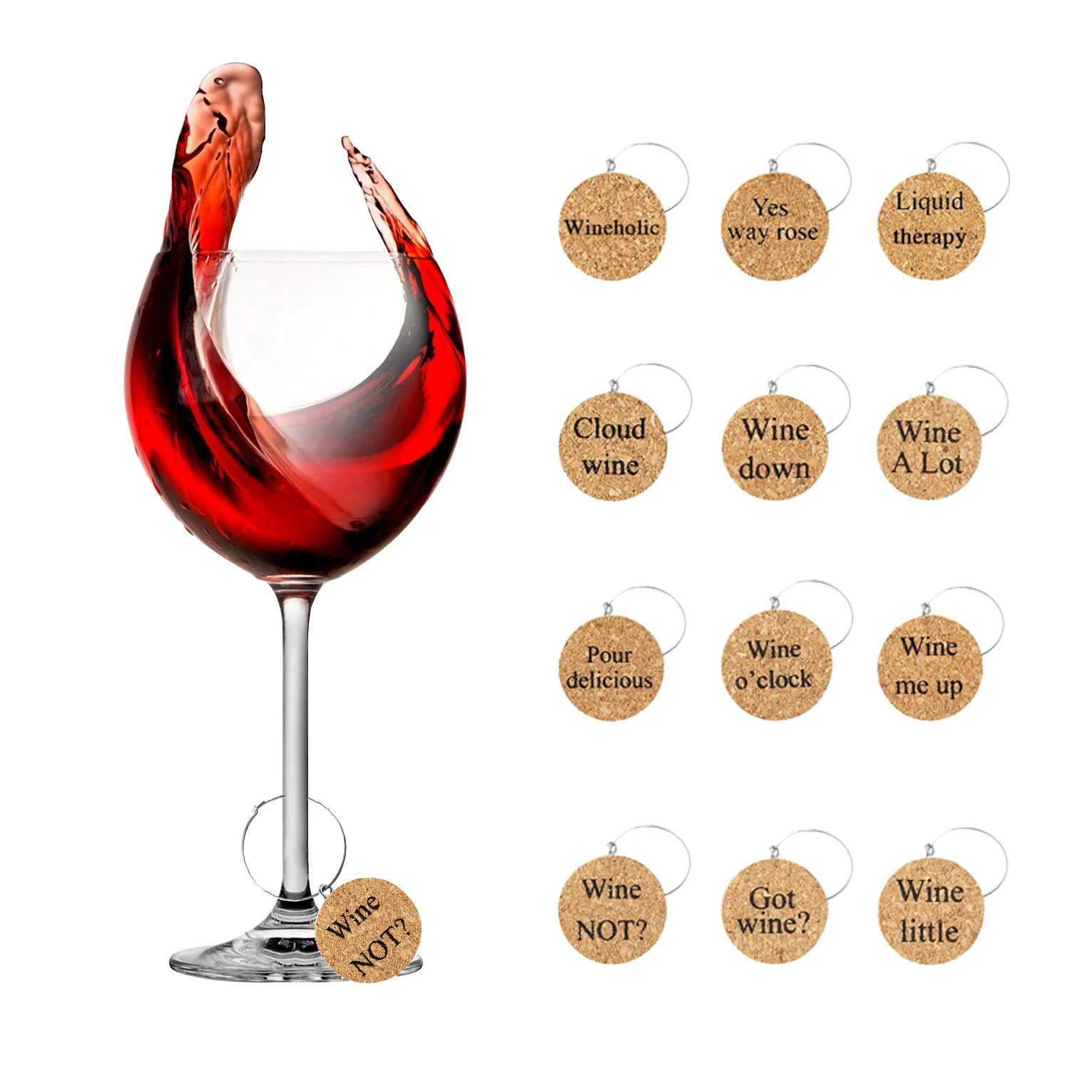 12 Pack cork wine glass charm rings for Party Supplies Wedding Decoration