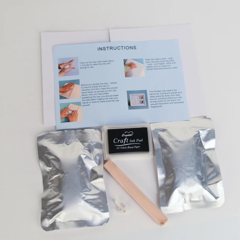 Fashion Family Letter Three Four Photos White Color Footprint Inkpad Two Photos Display Picture Painting  Wood Baby  Frame