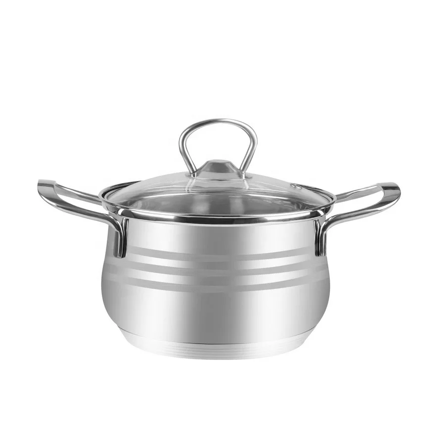 Classic Style MSF-8307 Belly Shape Stainless Steel Casserole Cookware Set Sustainable Kitchen Metal Usage