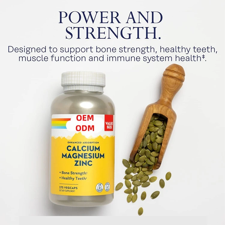 Calcium Magnesium Zinc Supplement with Cal Mag Citrate Strong Bones Teeth Support Easy to Swallow Capsules