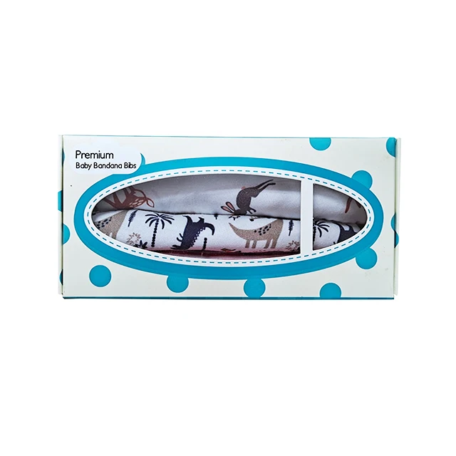 Amazon in stock organic cotton bib display hanger cardboard packaging paper wrap gift box baby bibs packaging boxes