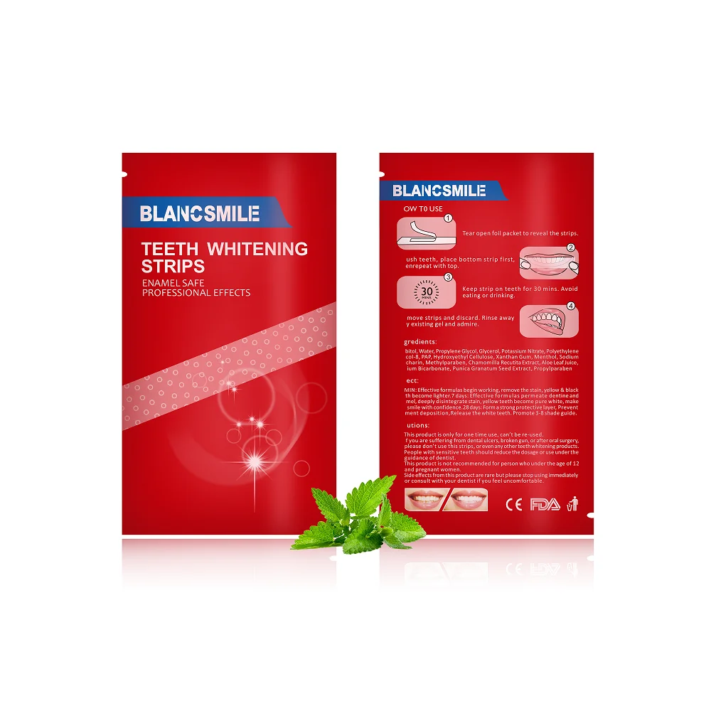 BlancSmile Cheap Wholesale Organic Charcoal Non Peroxide Teeth Whitening Dry Strips Custom Logo