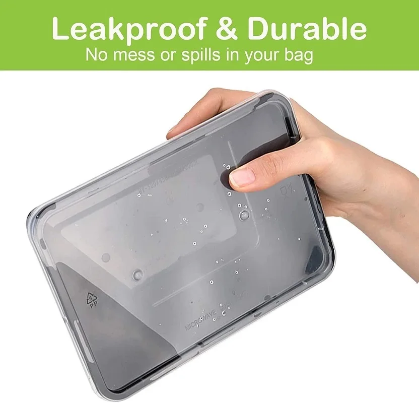 Takeaway Microwavable Plastic Disposable 3 Compartment Bento Food Storage Lunch Boxes / Meal Prep Containers