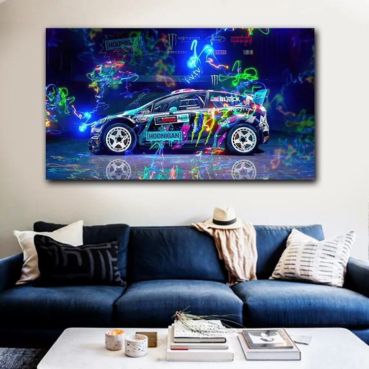 Hot Sale Cool Flash Car Canvas Print Painting Sports Car Wall Art Hotel Decoration