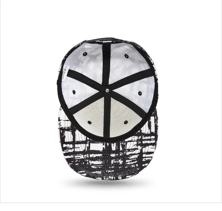 Wholesale Customized Polyester Check Printing Adjustable Hip-hop Baseball Hat 