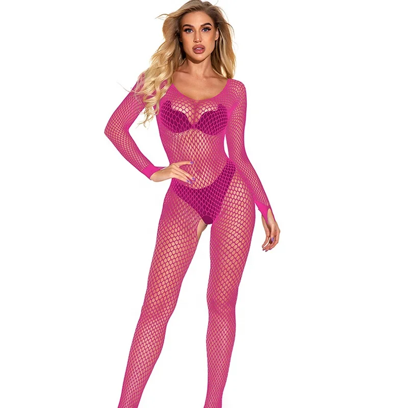 Plus Size Crotchless Sexy Tights Nightwear Women Open Crotch Lingerie Fishnet Bodystocking