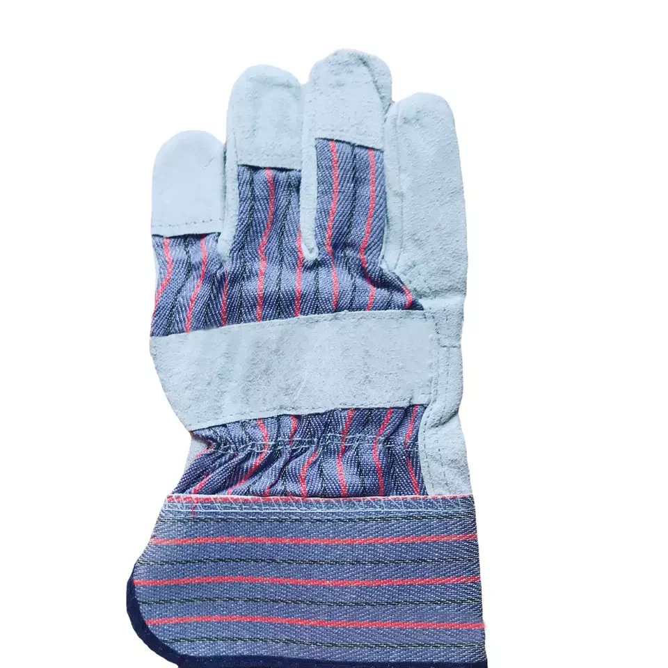 Regular Cowhide Leather Work Gloves with Rubberized Safety Cuff Gloves for Driving and Construction Average Size