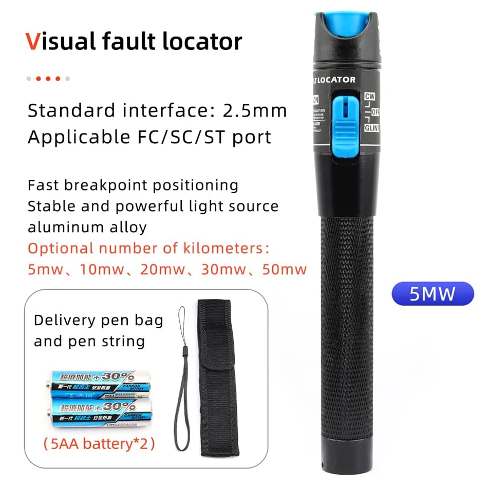 Fiber Optic Cold Connection Tools FTTH Tools Kit with Optical Power Meter 5mW Visual Fault Locator Fiber Cleaver