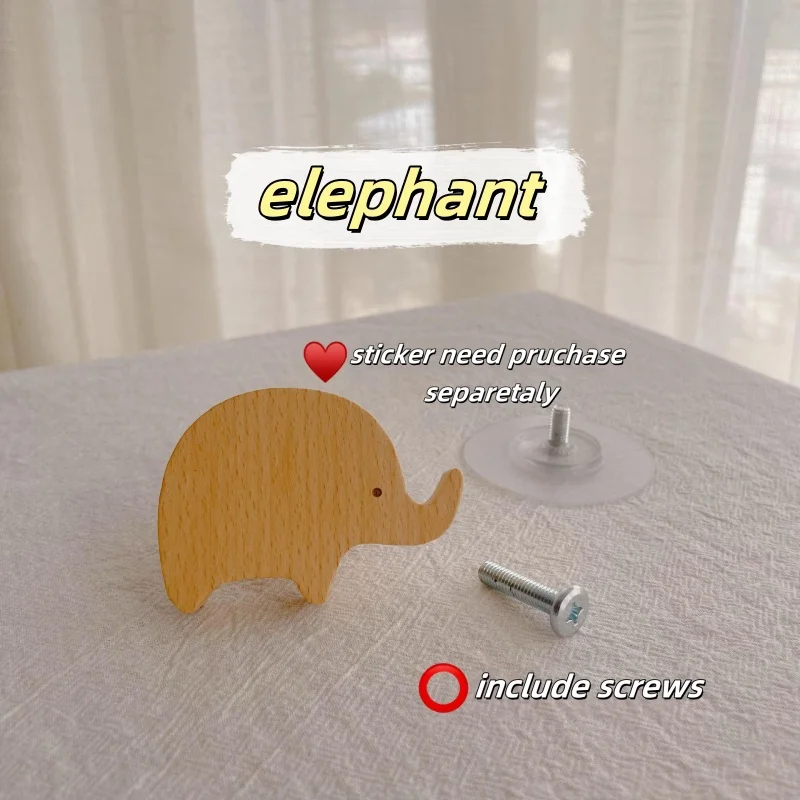 Wood Beech cute animal handle creative hook children room baby room closet drawer handle accessories cabinet handle