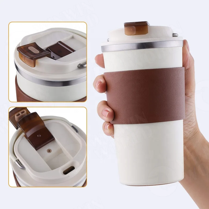 Insulated Coffee Mug with Ceramic Coating 350ml Vacuum Stainless Steel Tea Tumbler Leak-Proof Thermos Mug